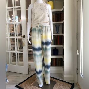 🎡 Zara Tie-Dye Straight Leg Pants - Blue, Yellow, White